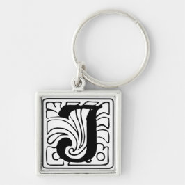 Chaveiro J Monogramm schwarz weiß Schlüsselanhänger