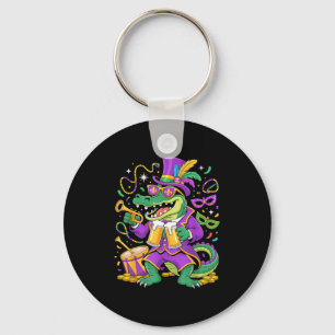 Chaveiro Jacaré engraçado do Mardi Gras bebendo pulseira ho