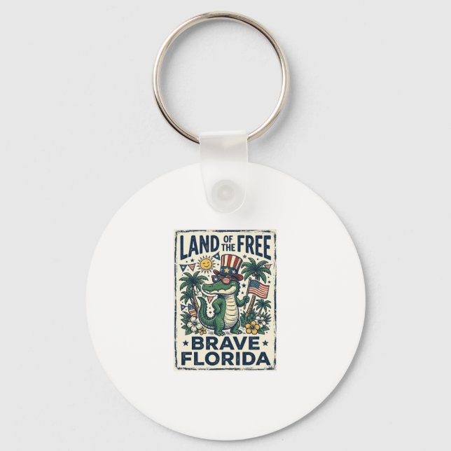 Chaveiro Jacaré Patriótico da Flórida 4 de Julho (Frente)