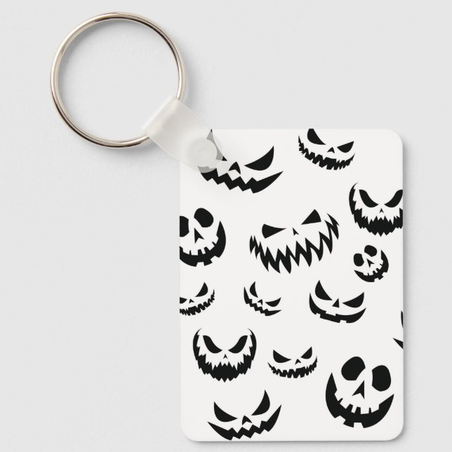 Chaveiro Jack O Lanterna Pumpkin Rosto Preto e Branco (Frente)
