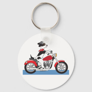 Chaveiro Jack Russell Terrier Biker Dog em Moto Vermelha