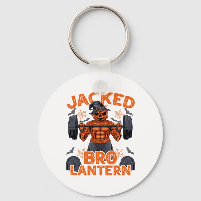 Chaveiro Jacked Bro Lantern Halloween Pumpkin Weightlifting (Frente)