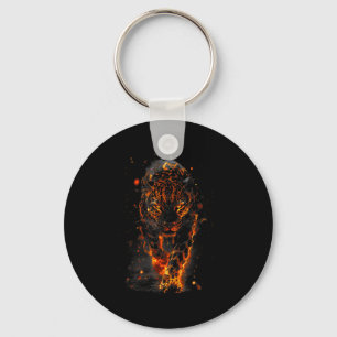 Chaveiro Jaguar Flamejante Leopardo Feroz Animal Fogo Selva