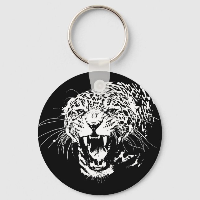 Chaveiro Jaguar Preto e Branco (Frente)