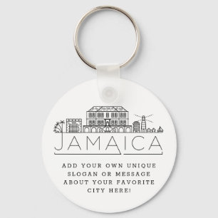 Chaveiro Jamaica Estilizou Skyline  Slogan Personalizado