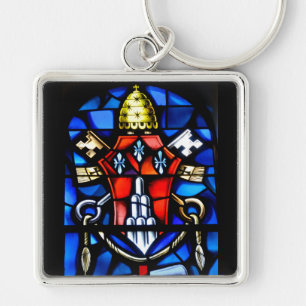 Chaveiro janela de vidro da mancha na igreja