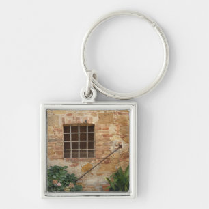 Chaveiro Janela e antiga parede de pedra, Pienza, Itália