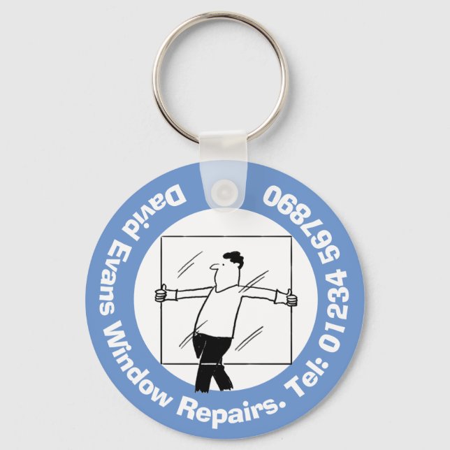 Chaveiro Janela Repara Design da Empresa. (Frente)