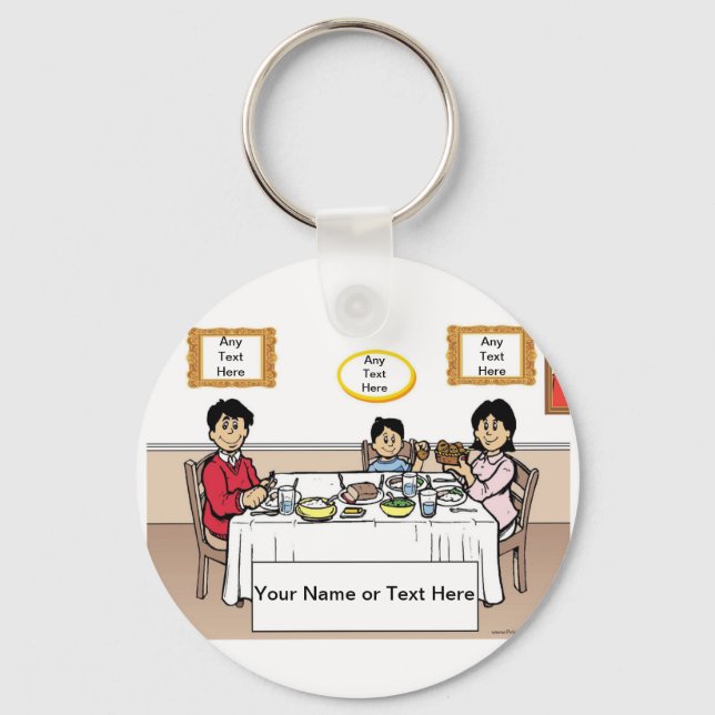 Chaveiro Janto Familiar Personalizado, 1 Cartoon (Frente)