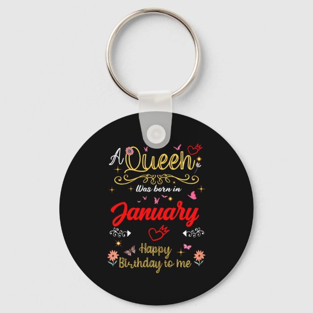 Chaveiro January Birthday A Queen Was Born In January Girl  (Frente)