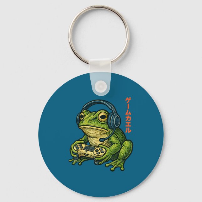 Chaveiro Japanese Gamer Frog Art Men Women Boys Funny Vinta (Frente)
