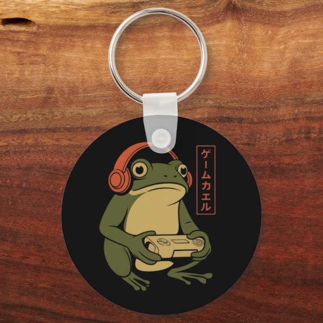 Chaveiro Japanese Gamer Frog Funny Vintage Gaming  (Frente)