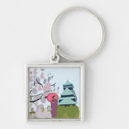 Chaveiro Japão Cherry Blossom Geisha Kimono