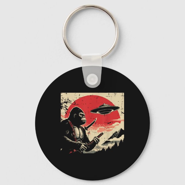 Chaveiro Japonês Bigfoot Samurai Ufo Vintage Sasquatch Men (Frente)