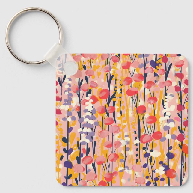 Chaveiro Jardim Botânico Floral de Flores Silvestres Modern (Frente)
