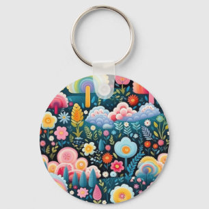 Chaveiro Jardim de Arco-Íris Caprichoso Padrão de Fantasia
