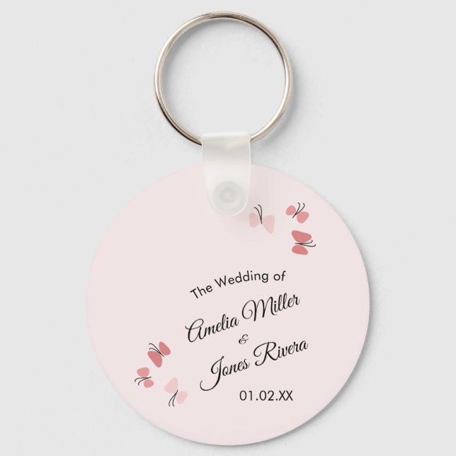 Chaveiro Jardim de Borboletas Rosa Casamento Romântico Simp (Frente)
