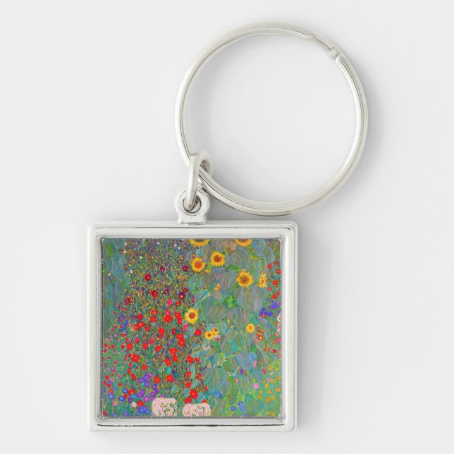 Chaveiro Jardim de Fazenda de Gustav Klimt com girassóis (Frente)