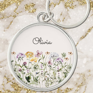 Chaveiro Jardim de Flores Silvestres em Aquarela Monogramad