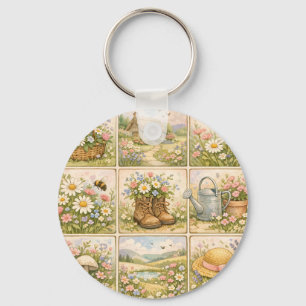 Chaveiro Jardim de Flores Silvestres Patchwork Cottagecore