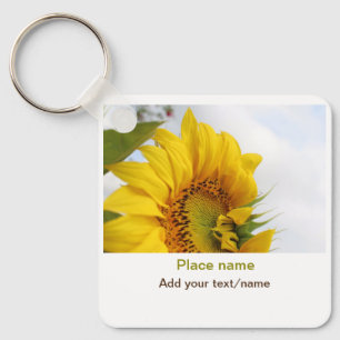 Chaveiro Jardim de girassol amarelo adicionar nome de texto