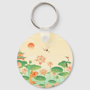 Chaveiro Jardim Japonês Lagoa de Koi e Nenúfares Arte
