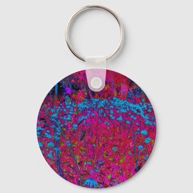 Chaveiro Jardim Magenta Psicodélico Púrpura Lily Flor (Frente)