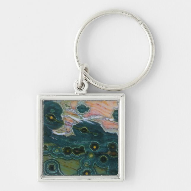Chaveiro Jasper Oceano com Manchas Verdes (Frente)