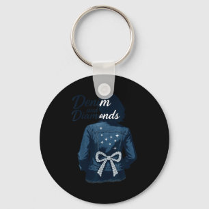 Chaveiro Jeans e Diamantes Arco Senhoras Meninas Jeans Mulh