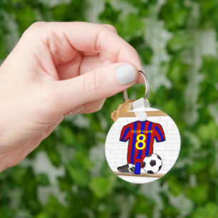 Chaveiro Jérsei de futebol vermelho e azul personalizado d