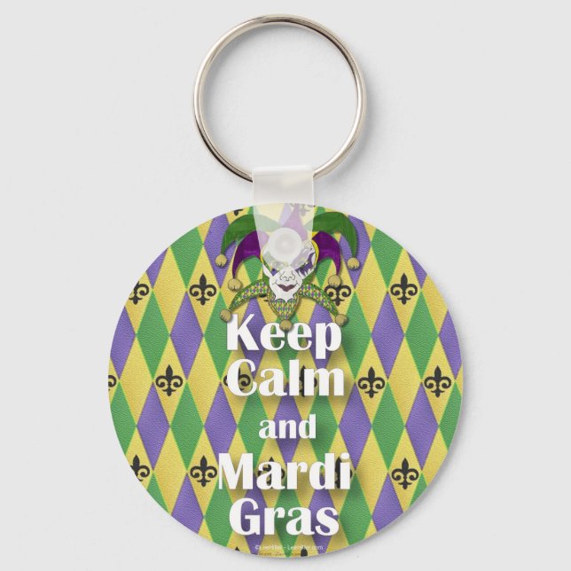 Chaveiro Jester Mask Keep Calm e Mardi Gras (Frente)