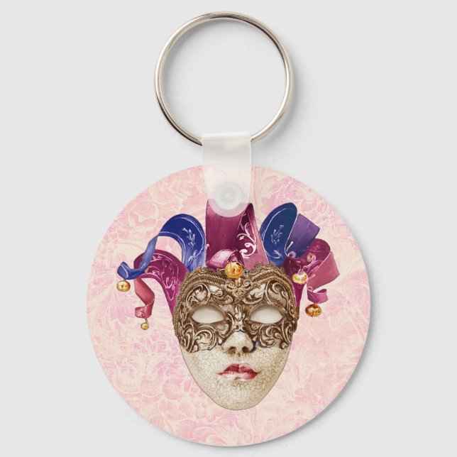 Chaveiro Jester Porcelain Mask with Ribbons and Bells (Frente)