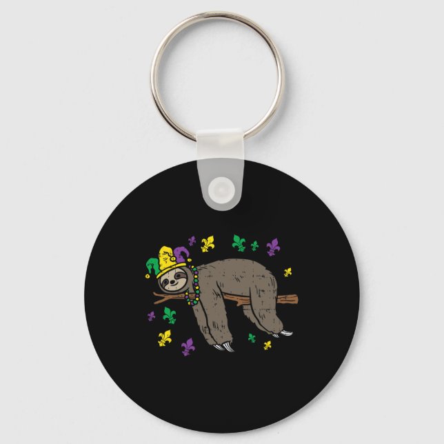 Chaveiro Jester Sloth Lazy Day Animal Cute Engraçado Mardi  (Frente)
