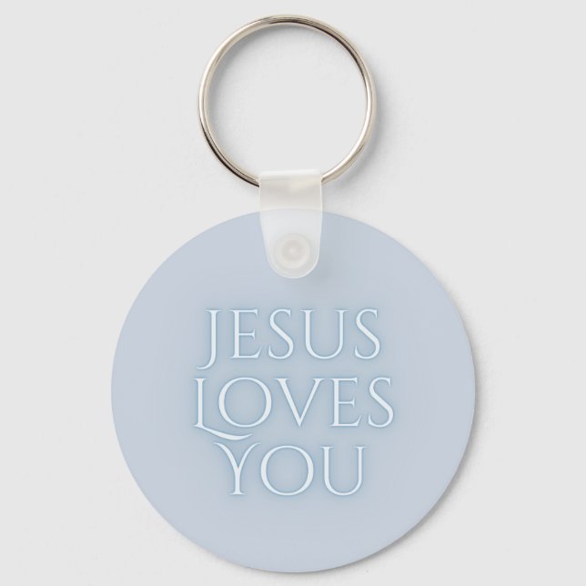 Chaveiro Jesus Ama o Design de Tipografia Cristã  (Frente)