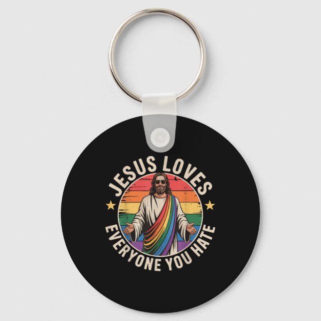 Chaveiro Jesus ama todos que você odeia (Frente)
