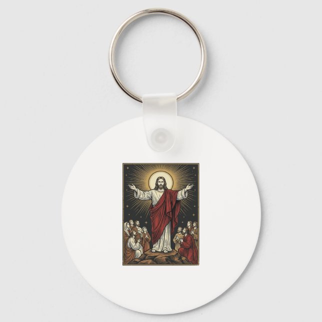 Chaveiro Jesus Antigo Glória Radiante Gravação Cristã De (Frente)