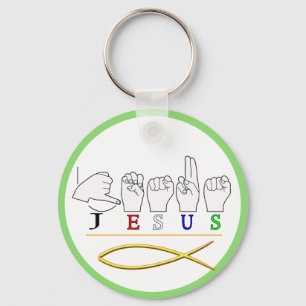 CHAVEIRO JESUS ASL FINGER SINAL CORES