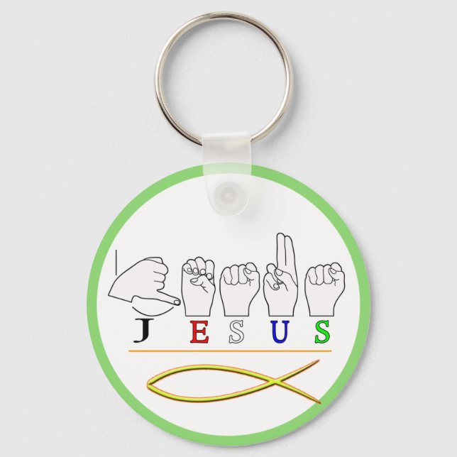 CHAVEIRO JESUS ASL FINGER SINAL CORES (Frente)