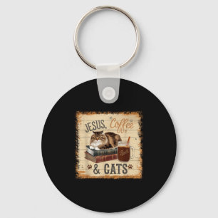 Chaveiro Jesus Café Gatos Engraçado Fofo Design Amantes de