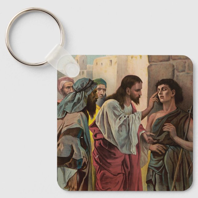 Chaveiro Jesus Cristo curando o homem cego (Frente)