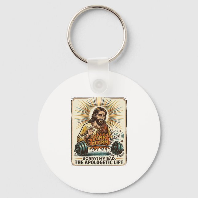 Chaveiro Jesus Derrubando Haltere Pesado Alto Ginásio Lunk  (Frente)