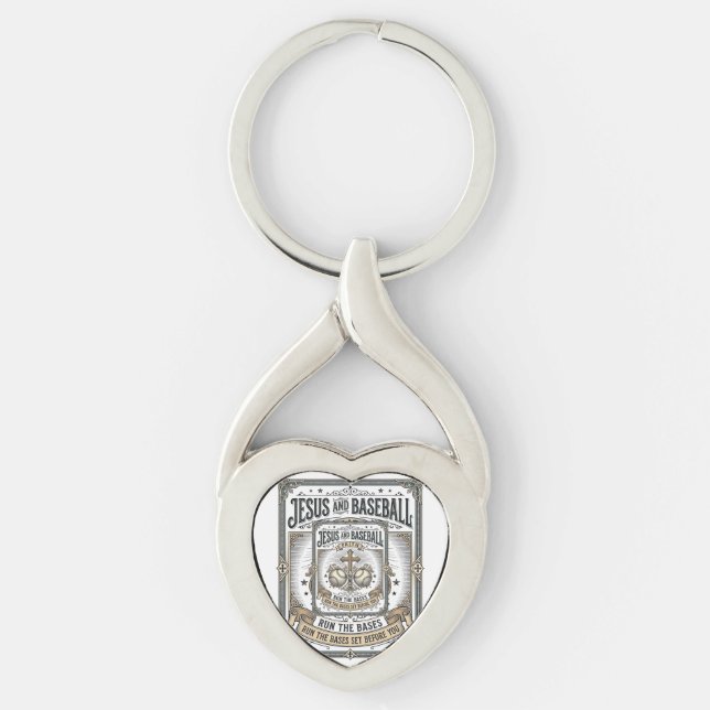 Chaveiro Jesus e Beisebol Cristão Vintage  (Frente)