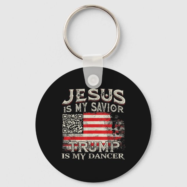 Chaveiro Jesus É Meu Salvador Trump É Meu Dançarino Qr Trum (Frente)