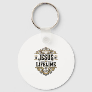 Chaveiro Jesus É Minha Linha da Vida Camisa Vintage Cristã 