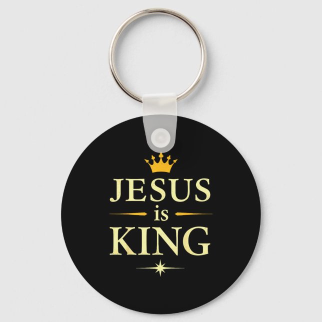 Chaveiro Jesus É Rei _ Design de Fé Cristã (Frente)