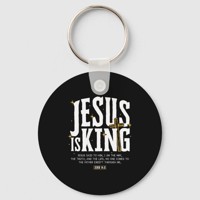 Chaveiro Jesus é Rei Versículo Bíblico João 14_6 Cristão De (Frente)