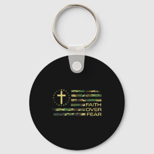 Chaveiro Jesus Fé Sobre o Medo Cruz Camuflagem Bandeira Ame