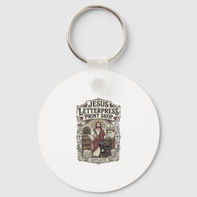 Chaveiro Jesus Letterpress Print Shop Jesus Letterpress Pri (Frente)