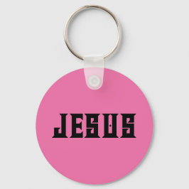 Chaveiro Jesus Loves Custom Name Pink 