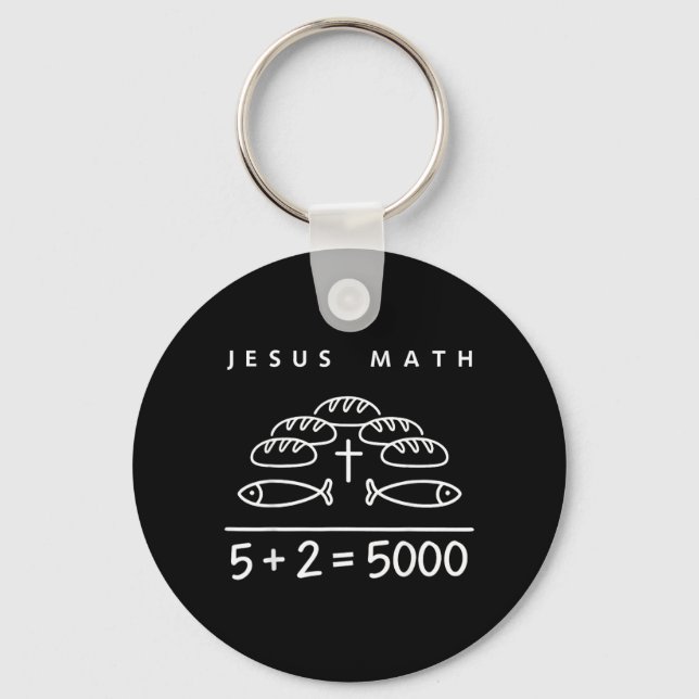 Chaveiro Jesus Matemática 2 Peixes 5 Pães Alimenta Os 5000  (Frente)